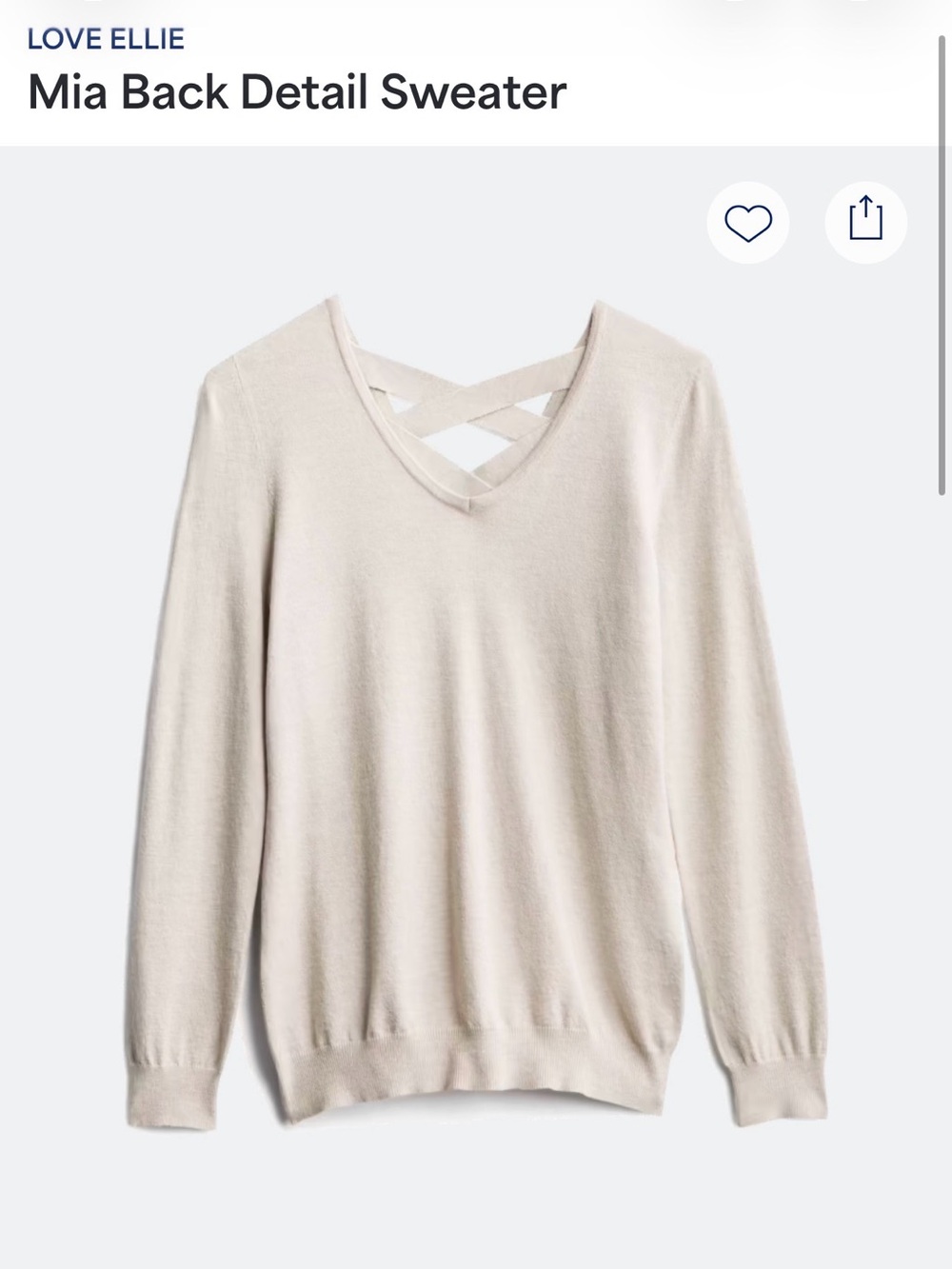 Stitch Fix Love Elle Women’s Crisscross V-Neck Sweater - Cream size medium